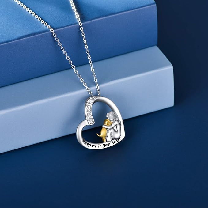 MILIA - 925 Silver Necklace with Heart & Dog Motif