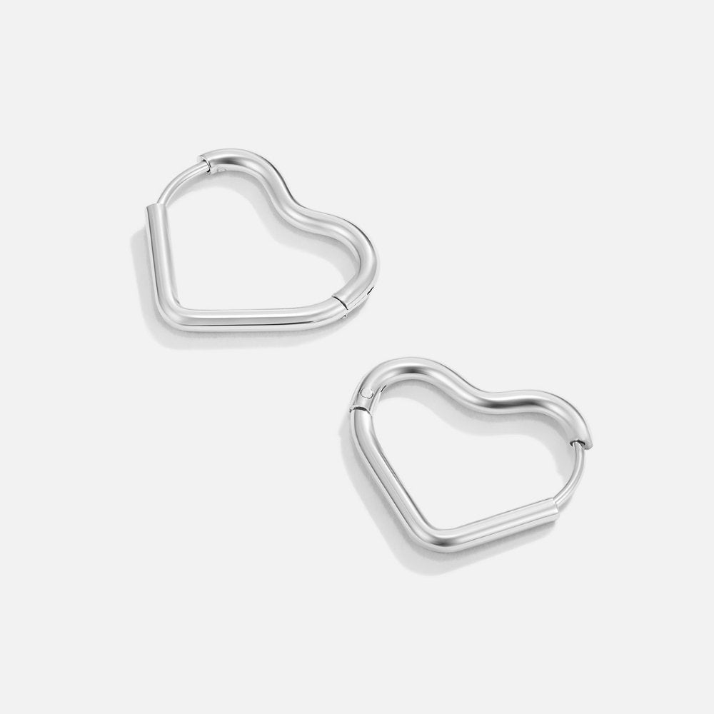 Heart Silver Hoop Earrings