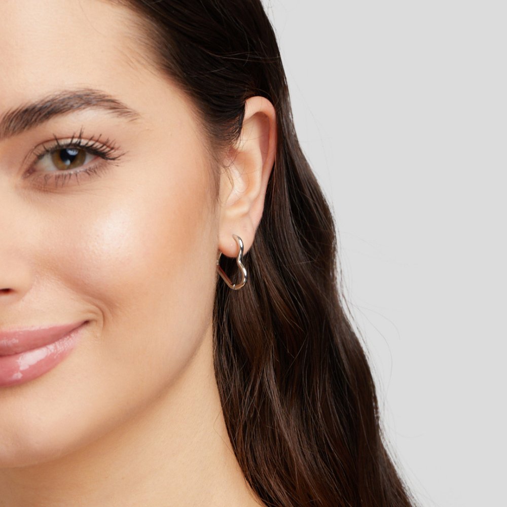 Heart Silver Hoop Earrings