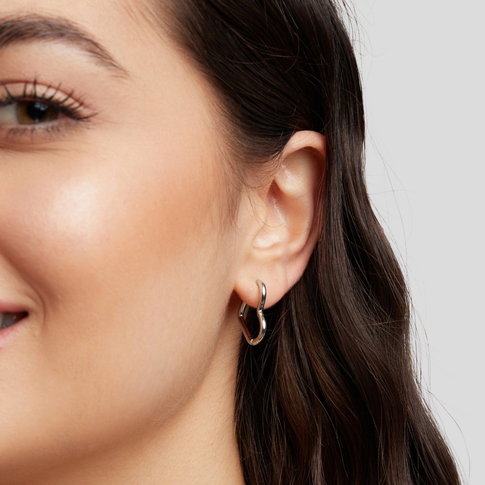 Heart Silver Hoop Earrings