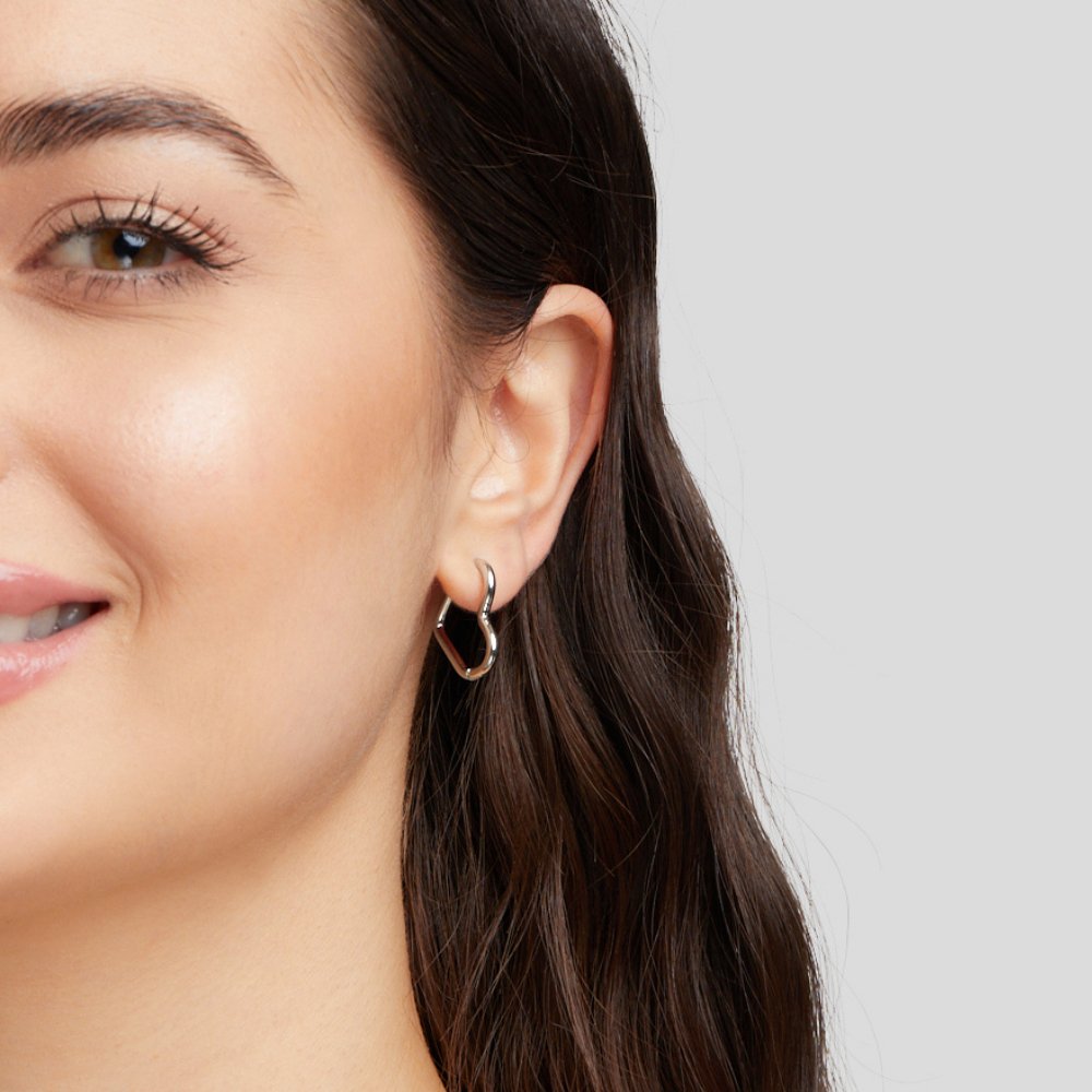 Heart Silver Hoop Earrings