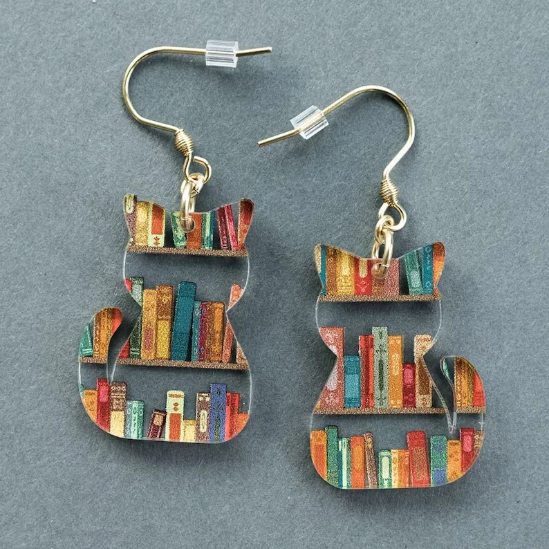 Vintage Colorful Cat Earrings – Whimsical & Bold