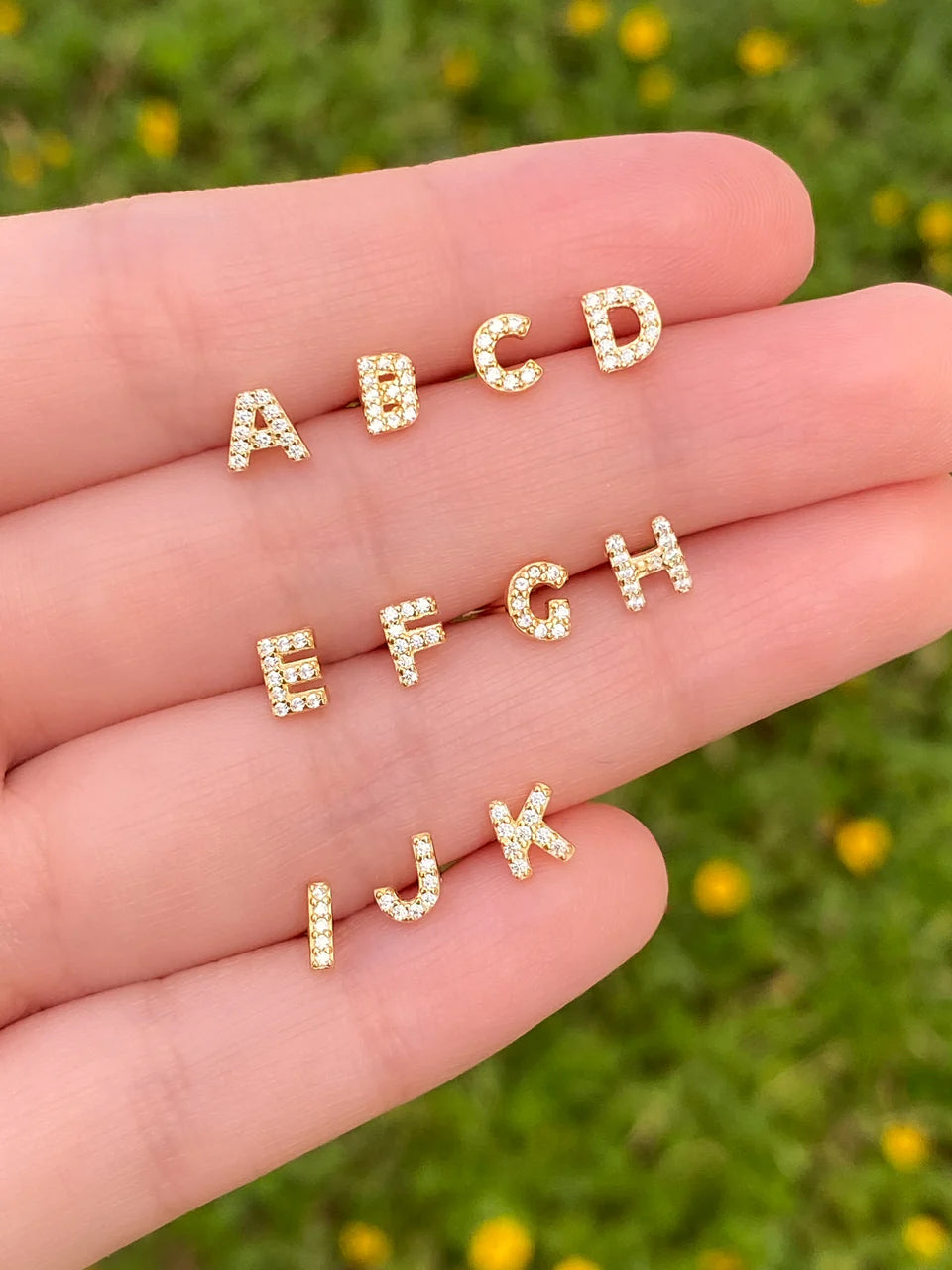 Initial Stud Earring in 16k Gold