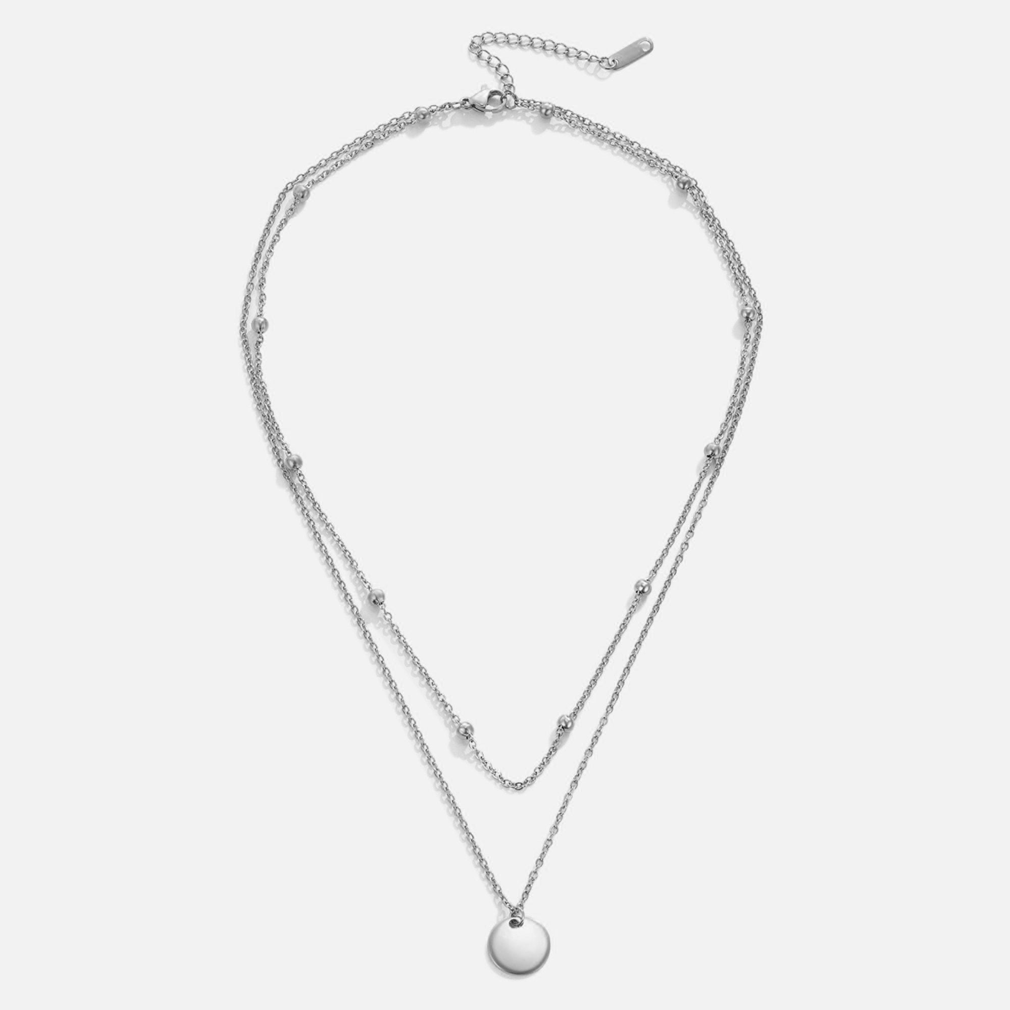 Layered Necklace with Silver Discs
