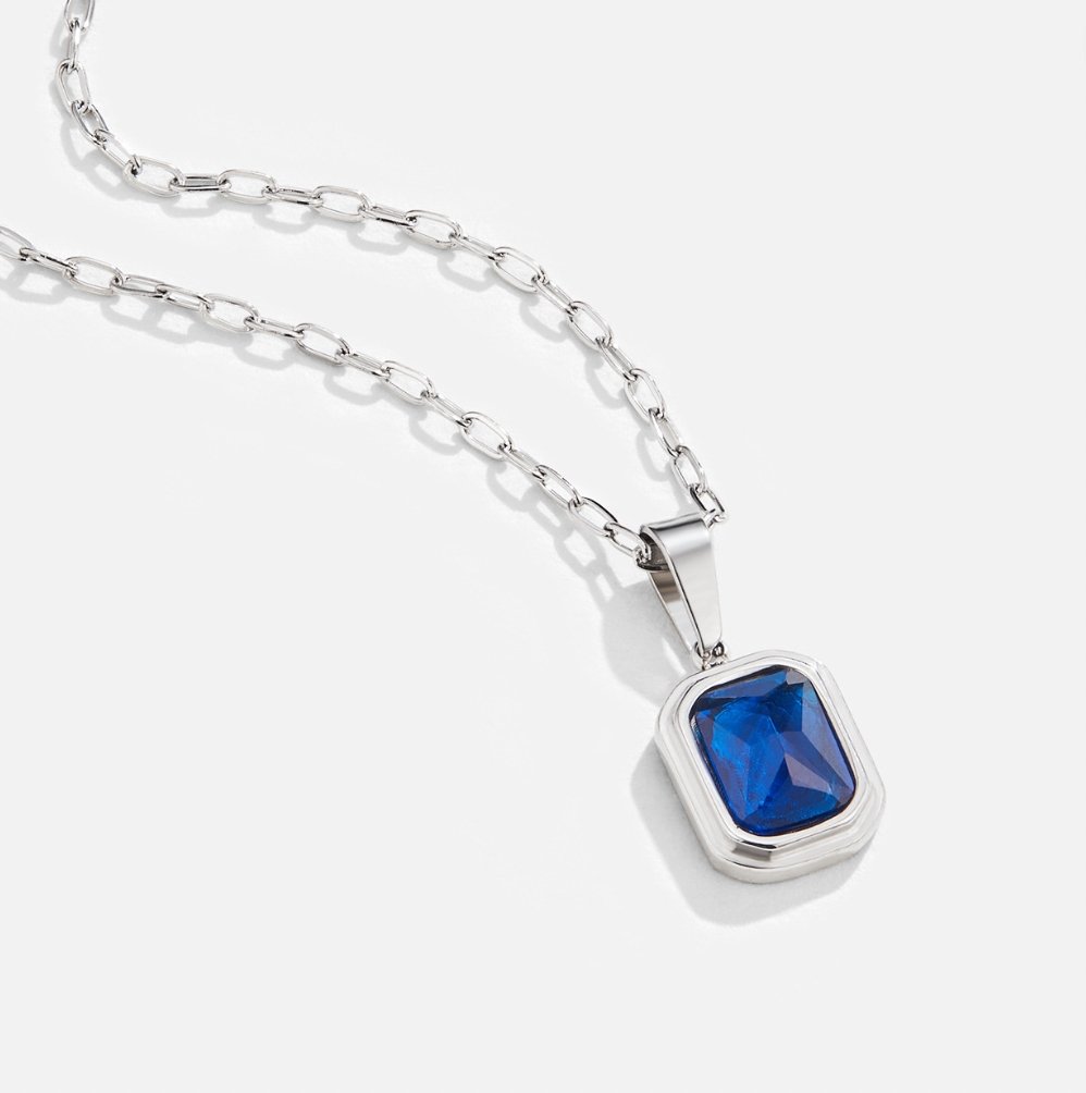 Ocean Blue - Silver Necklace with Pendant in Ocean Blue