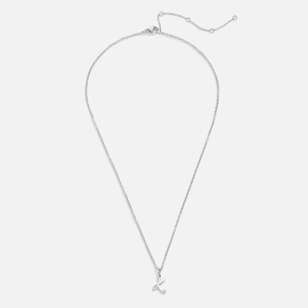 Silver Heart Necklace with Letters