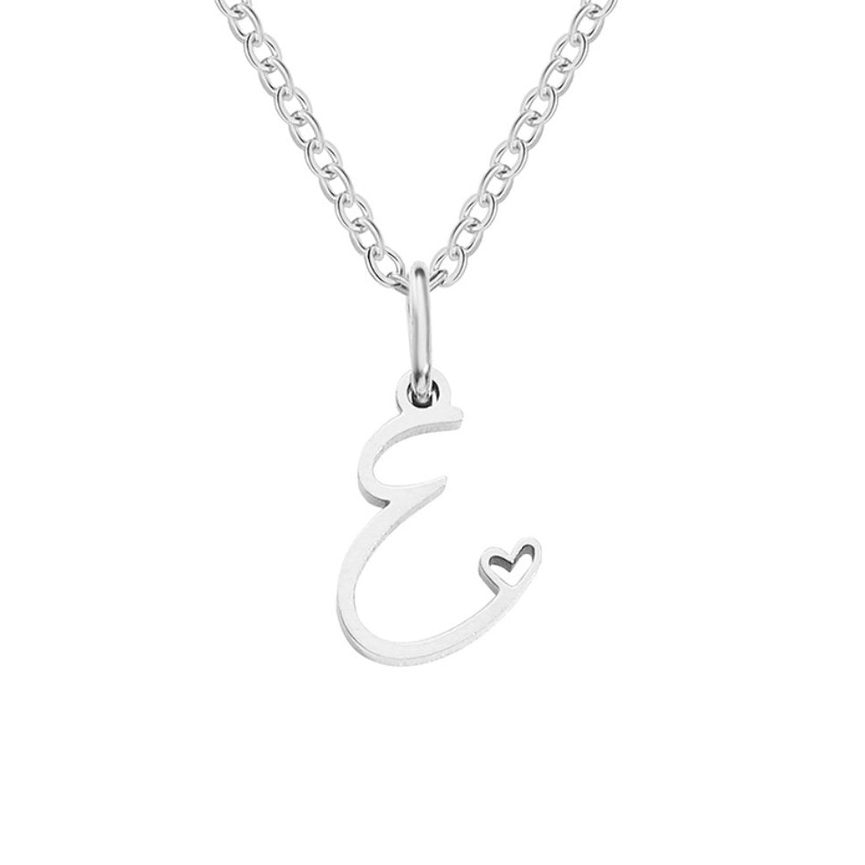 Silver Heart Necklace with Letters