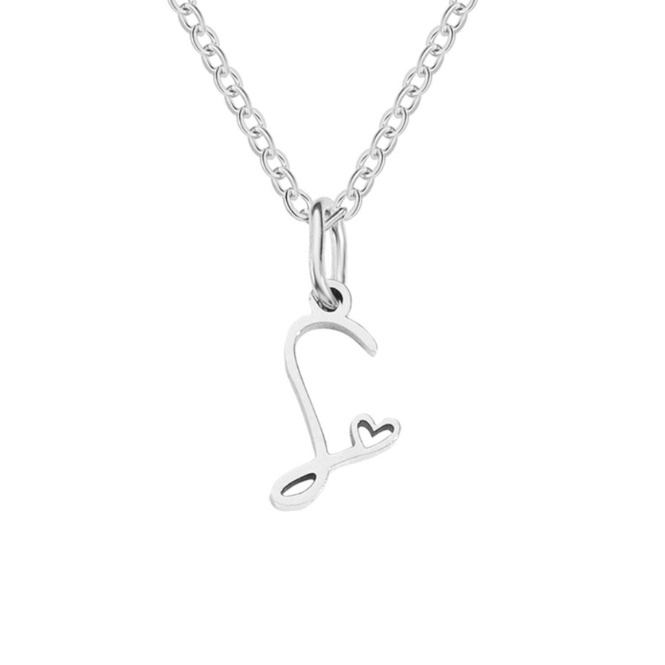 Silver Heart Necklace with Letters