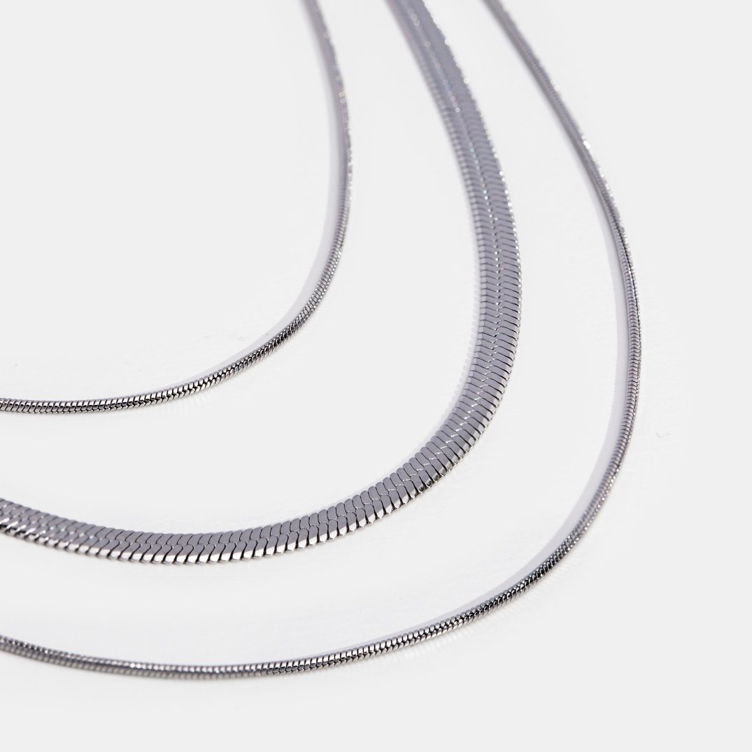 Silver Multi-Layer Chain Necklace
