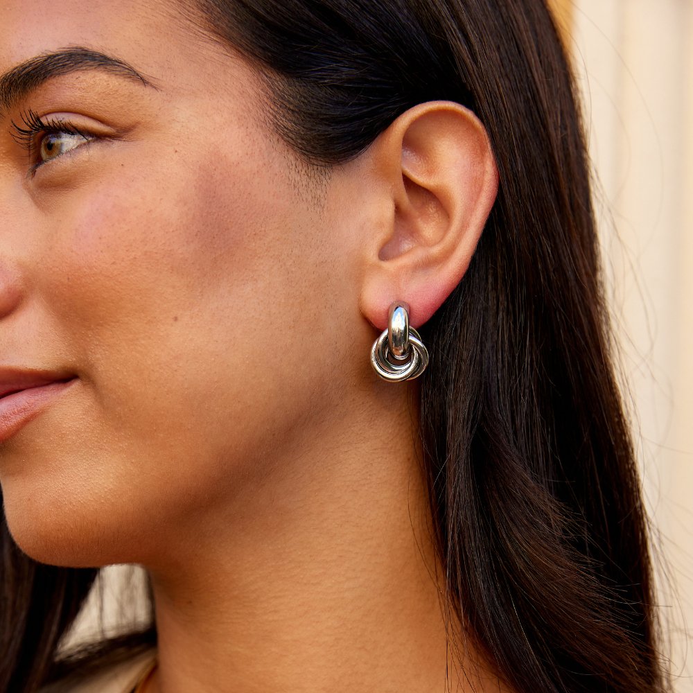 Sofia - Twisted Silver Hoop Earrings