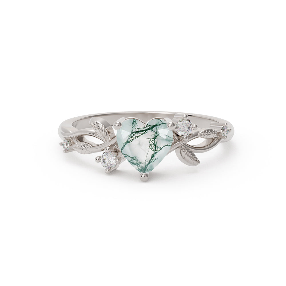 Heart-shaped gemstone ring in sterling silver
