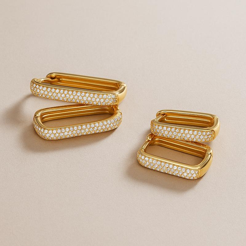 Sparkling Pavé Hoops in 16k Gold | Bold & Refined