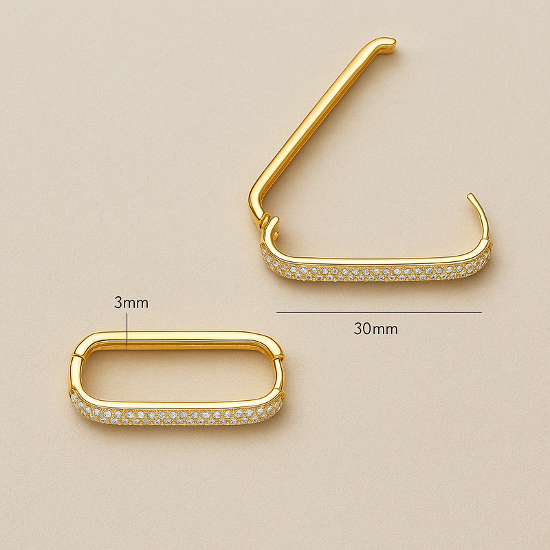 Large Pavé Hoop Earrings in 16k Gold