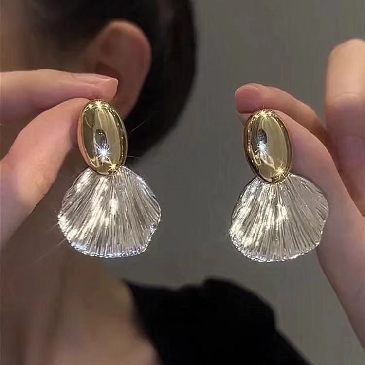 Gold and silver shell earrings