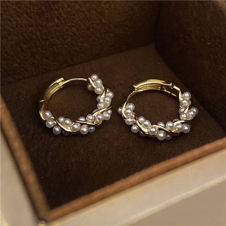 Small pearl hoop earrings