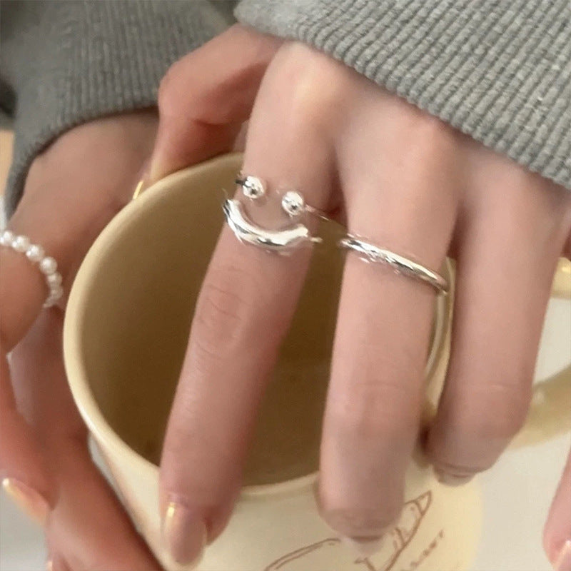 Silver smile Adjustable ring