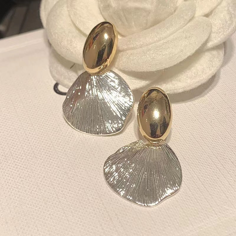 Gold and silver shell earrings