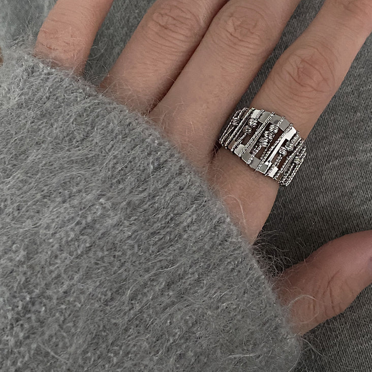 Openwork, beaded, adjustable ring