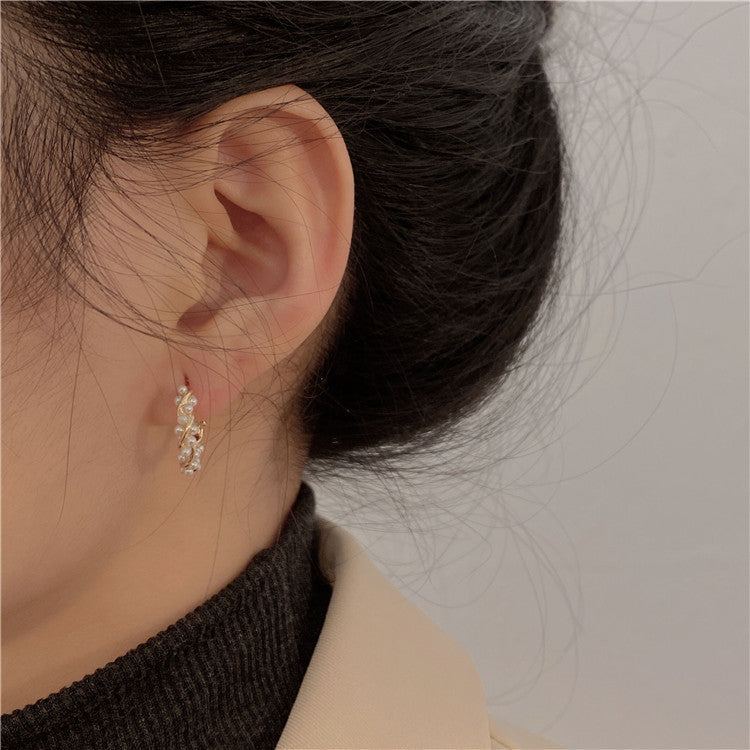 Small pearl hoop earrings