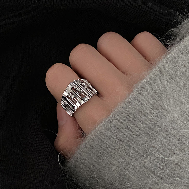 Openwork, beaded, adjustable ring