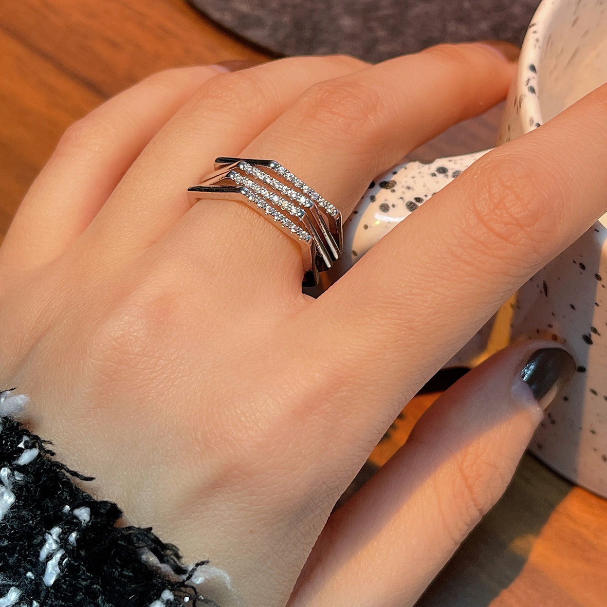 Zircon Hexagon Adjustable Ring