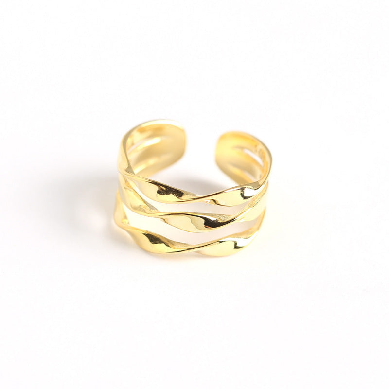 Sterling Silver Minimalist Triple Twist Line Ring