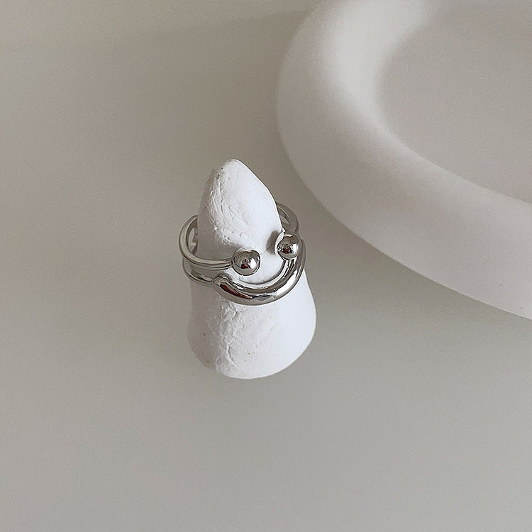 Silver smile Adjustable ring