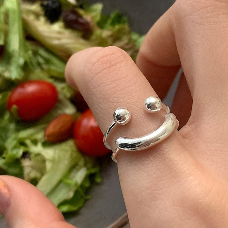 Silver smile Adjustable ring