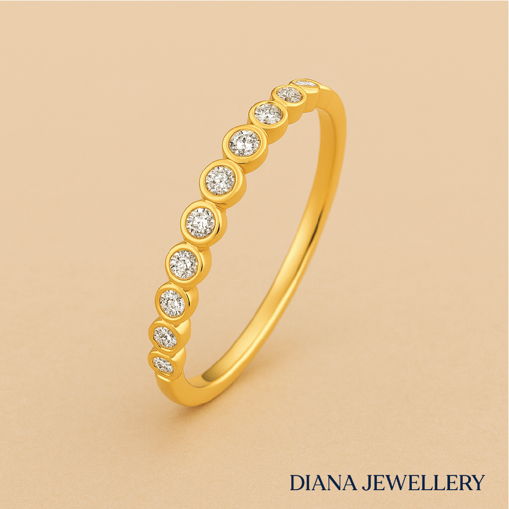 Diamond Accent Bubble Ring in 14k Gold