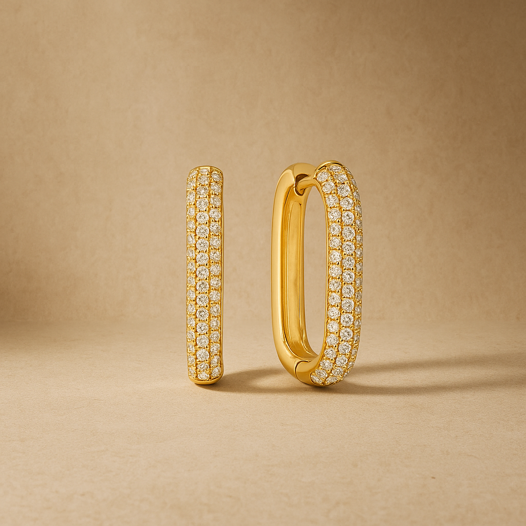 18k Gold Icon Pavé Hoop Earrings
