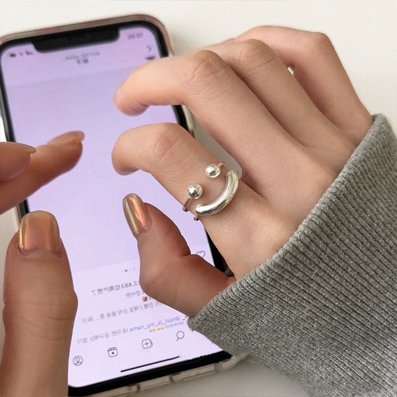 Silver smile Adjustable ring