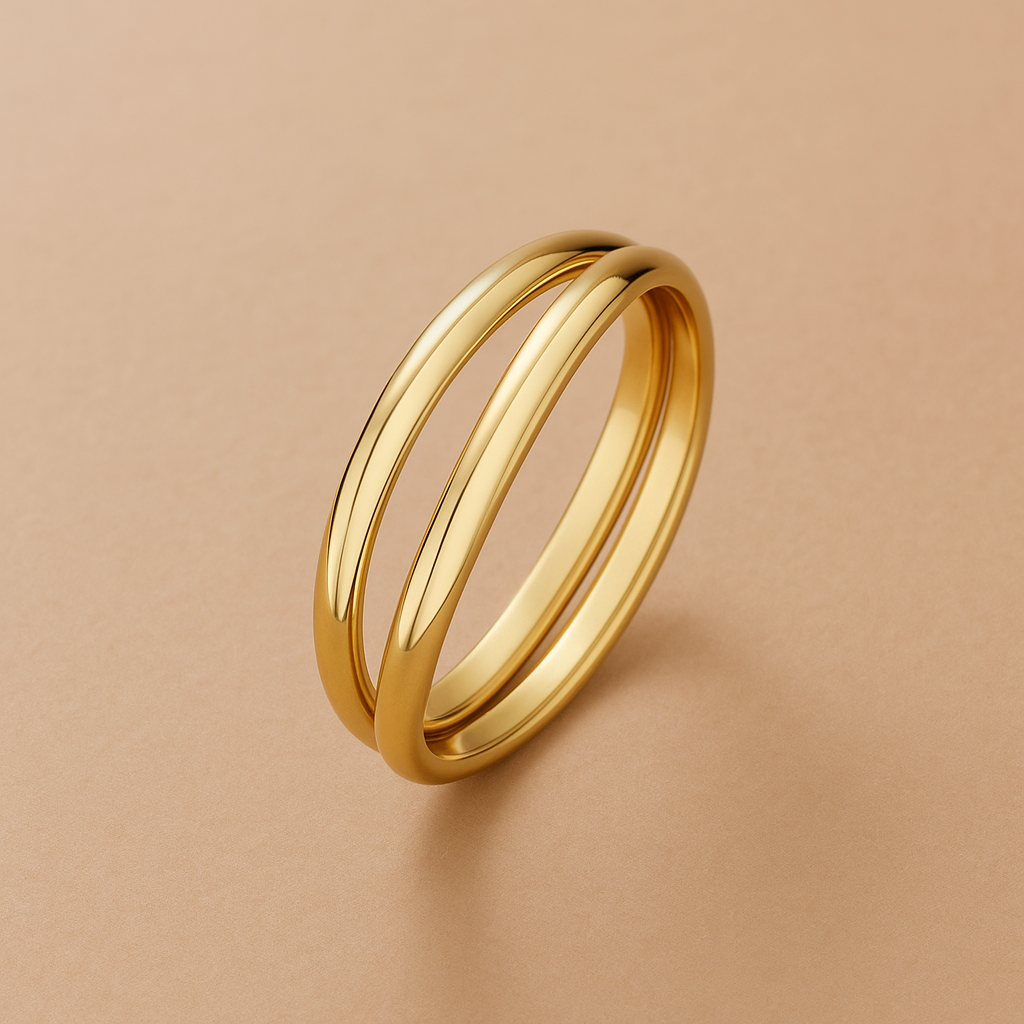 Léna – Sculptural Trielle Ring in 14k Gold