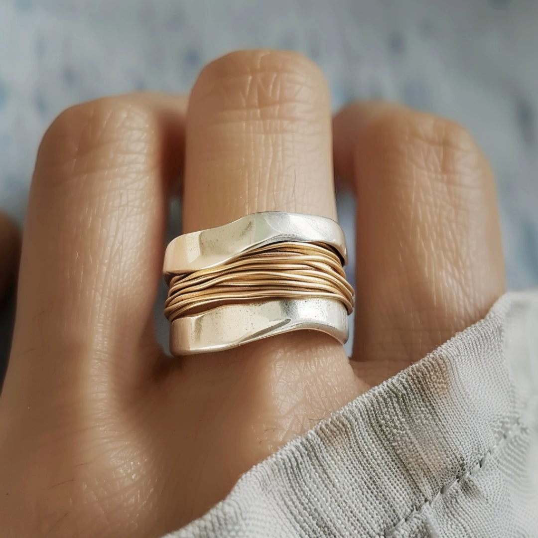 Two-tone Ring - Silver with Gold Wire Accents