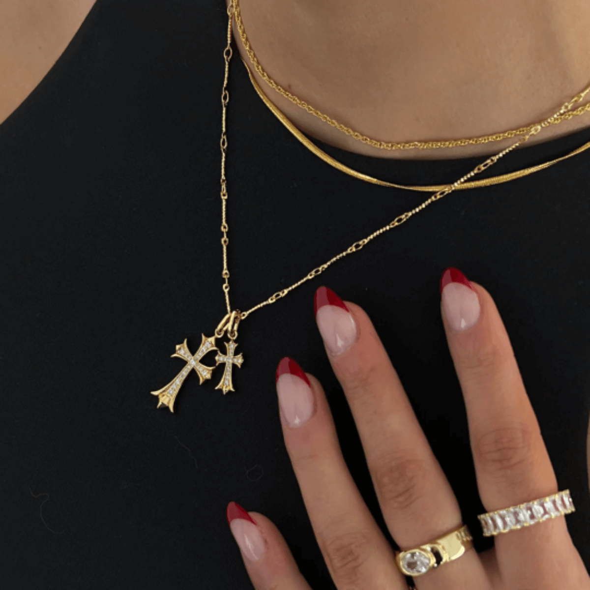 Double Cross Faith Necklace