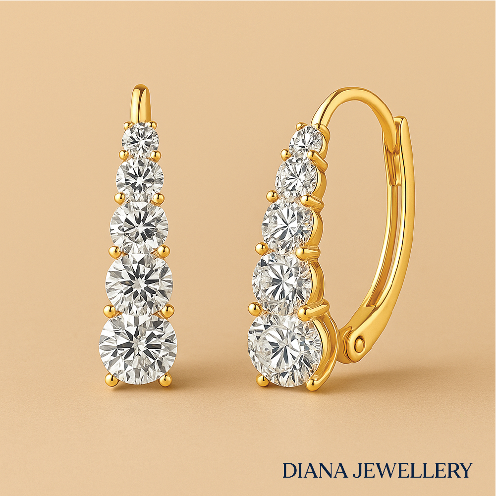 Carol Four-Stone Stud Earrings in 16k Gold