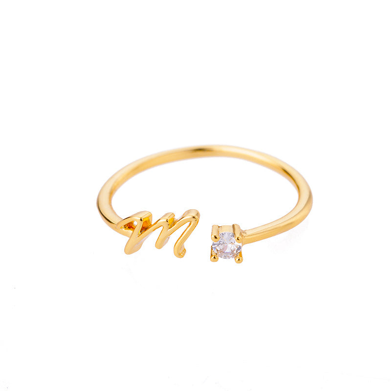 Adjustable A–Z Initial Letter Rings for Women