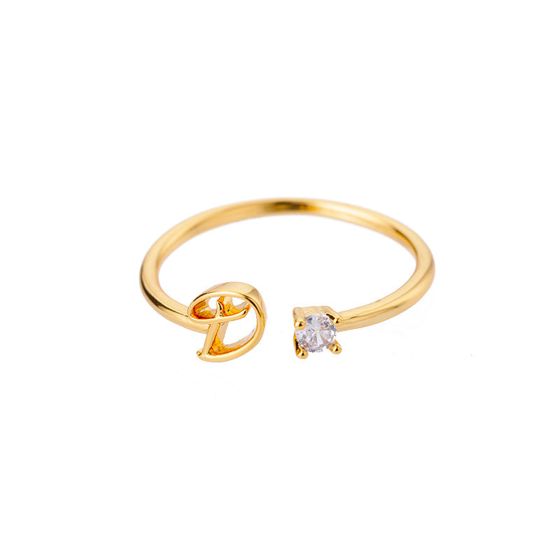 Adjustable A–Z Initial Letter Rings for Women