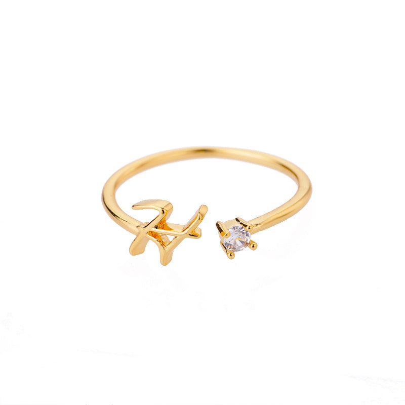 Adjustable A–Z Initial Letter Rings for Women