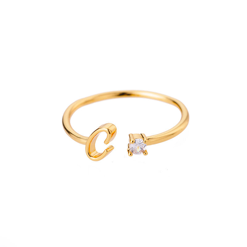 Adjustable A–Z Initial Letter Rings for Women