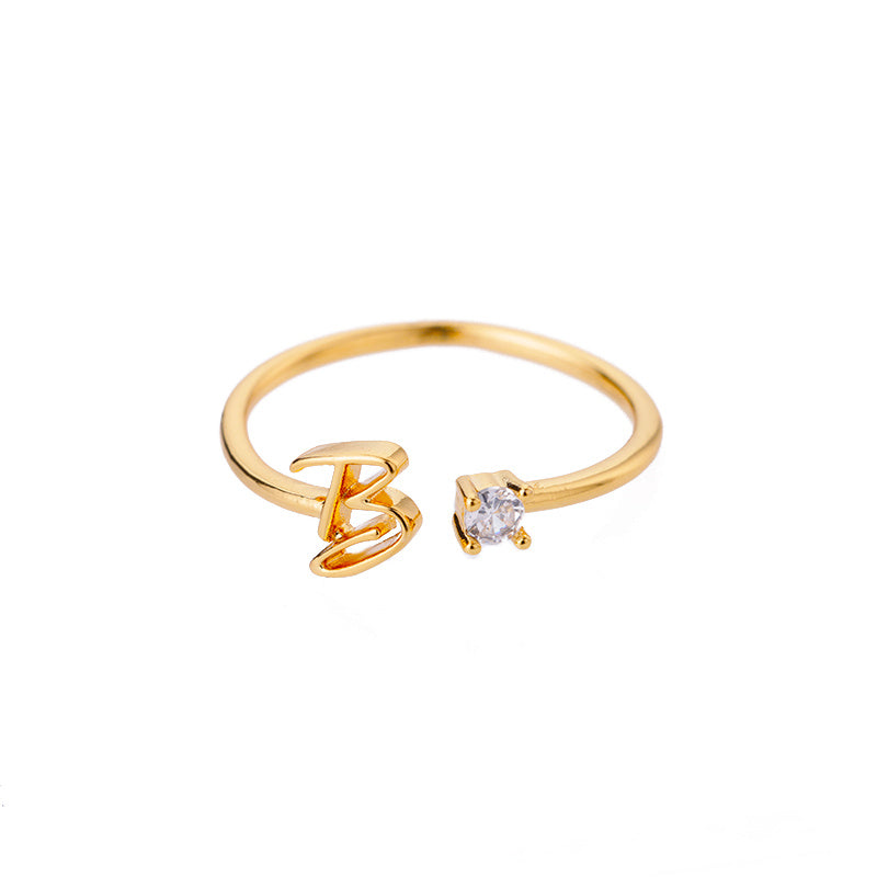 Adjustable A–Z Initial Letter Rings for Women