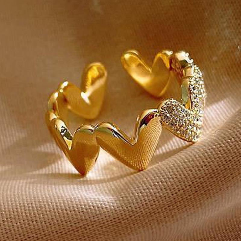 HeartGlow – Chic Adjustable Gold Fashion Ring