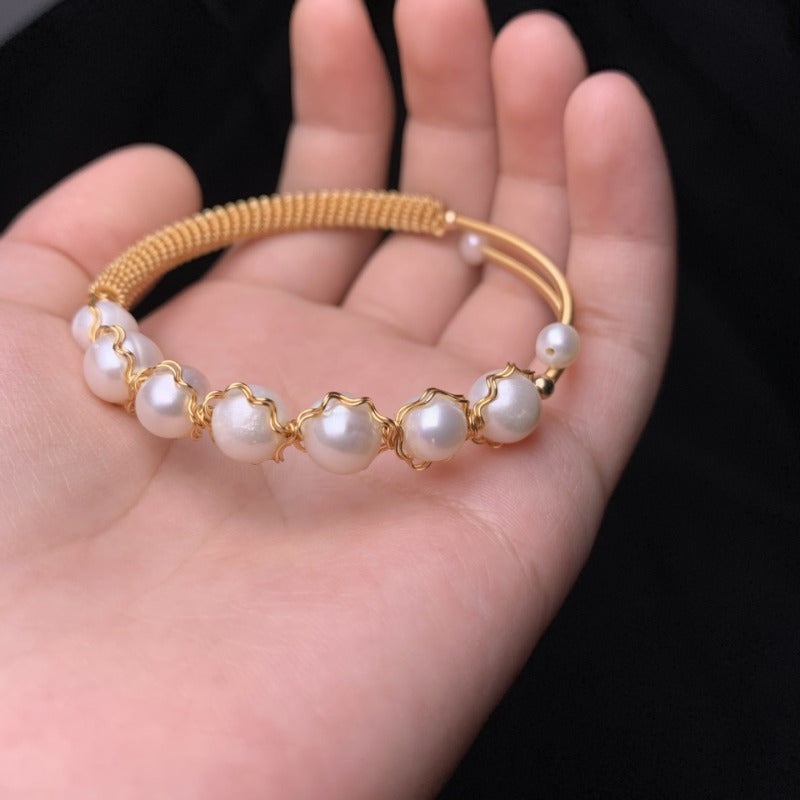 Pearl Whisper 14K Gold Vintage-Inspired Bracelet