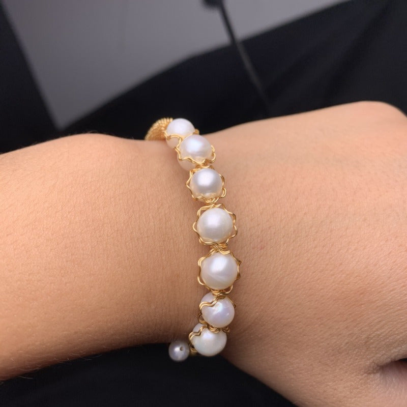 Pearl Whisper 14K Gold Vintage-Inspired Bracelet