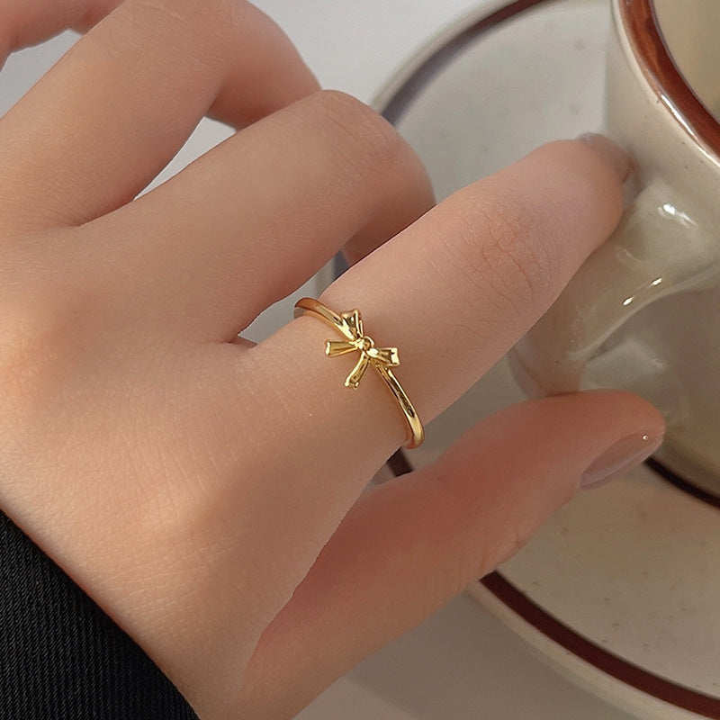 Ballet Charm Golden Bow Ring for Gifting & Glamour