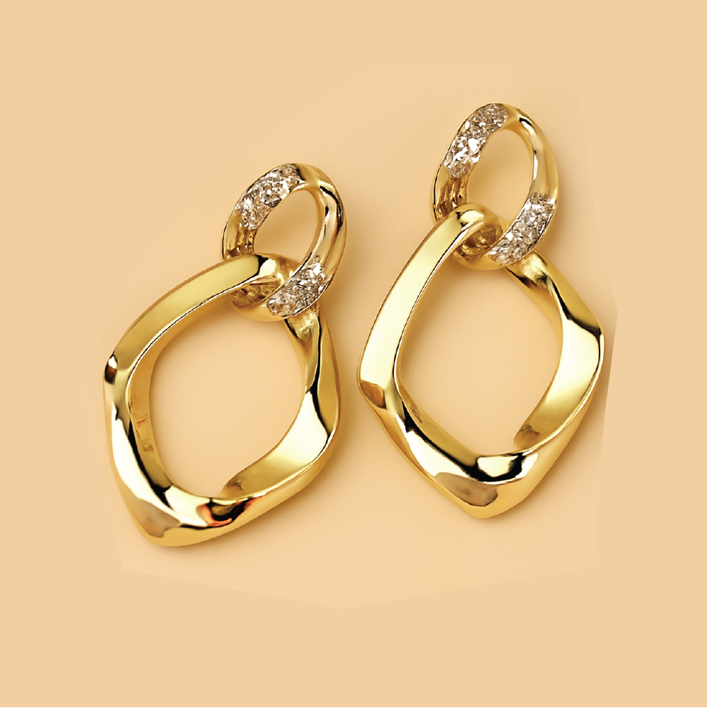 Gold-Plated Geometric Earrings – Featuring Exquisite Glass Inlay