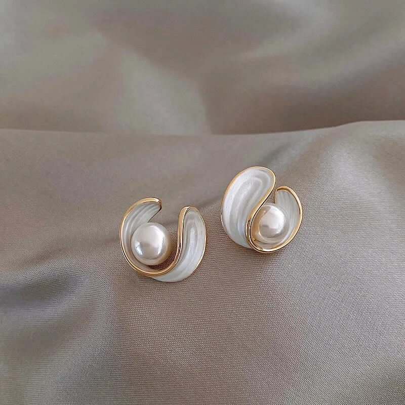 Elegant Pearl & White Opal Earrings