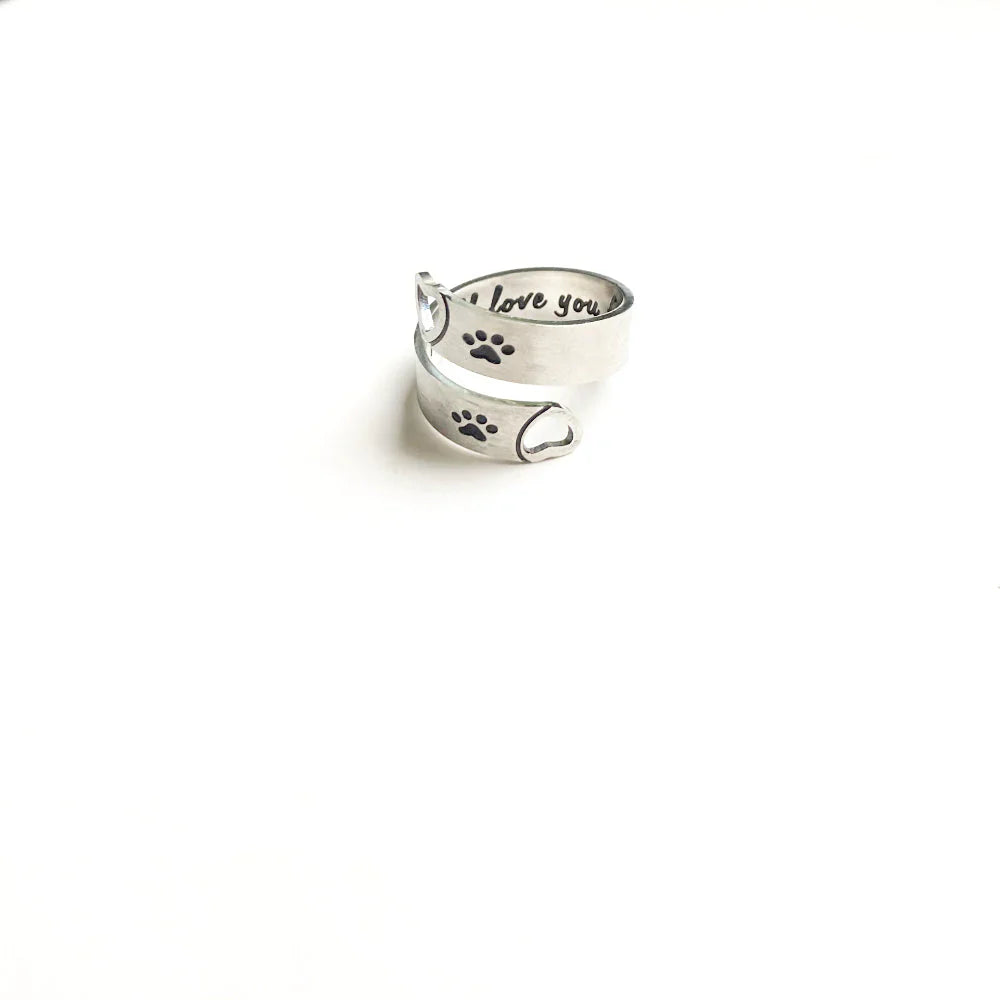 FAYAIE - Adjustable Paw & Heart Ring with Twist Design in Silver