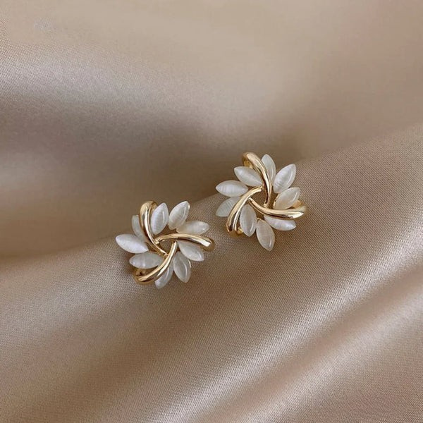 Celestial Bloom Opal Petal-Inspired Stud Earrings