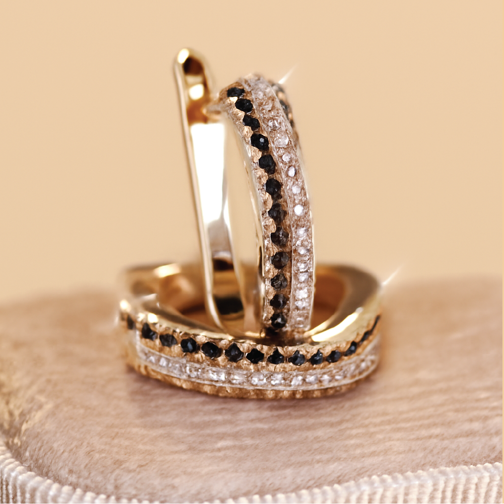 Elegant Black-and-White Cross Drop Earrings