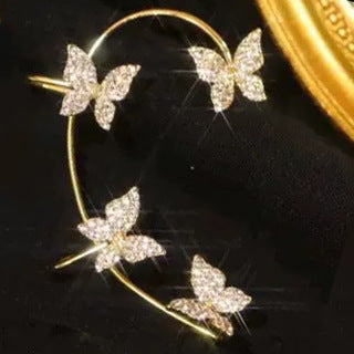 Butterfly garden half moon earrings